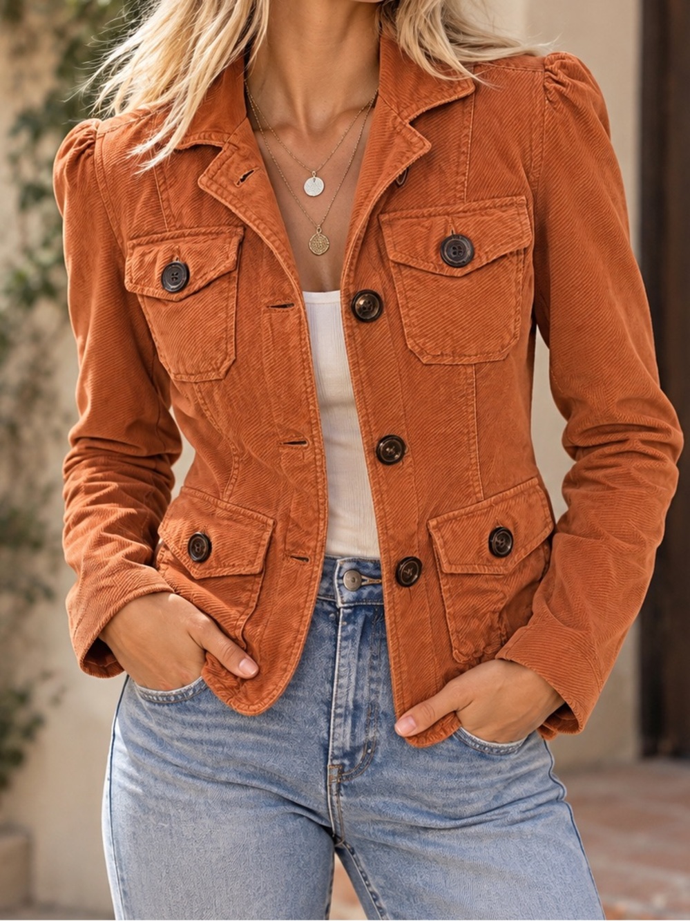 GAP Women's Rust Corduroy Blazer Jacket